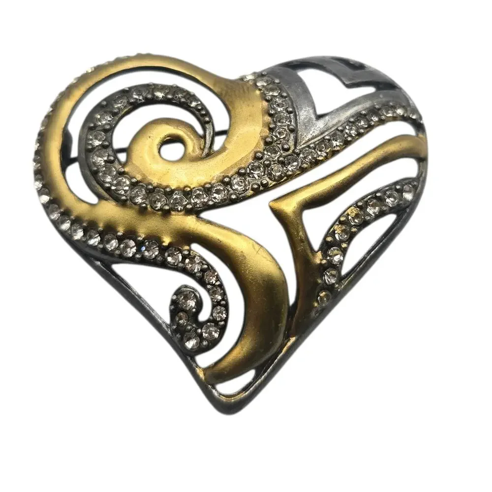 Chico's Brooch Chicos Abstract Interwined Swirl Design Gold Pewter Tone SKU 2983